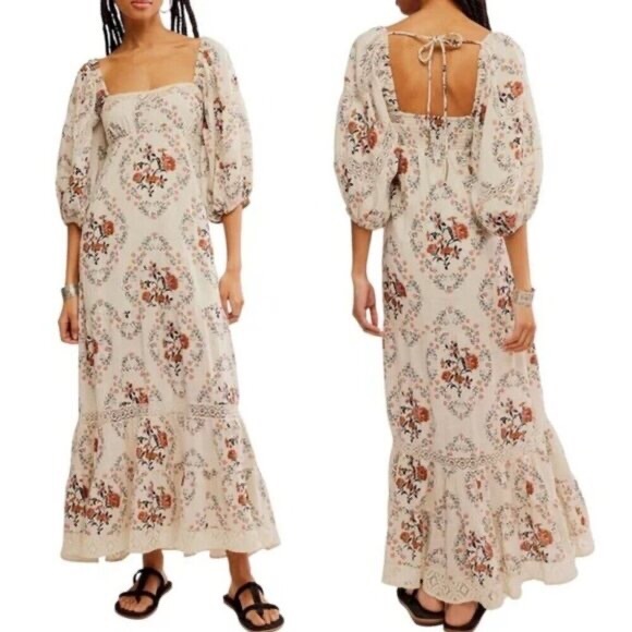 Free People All The Attitude Eyelet Maxi Dress NWT Size Medium - Picture 1 of 11